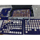 Coin case containing a variety of UK coinage including 10p, 20p & penny coins, case comes with keys