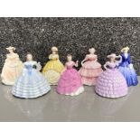 Total of 7 Coalport “Minuettes” lady figures includes Kimberly, Abigail, Leanne, Jessica,