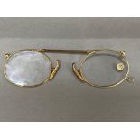 Vintage European 15K gold framed spectacles with extension spring