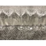 A set of 6 heavy hand cut brierley hock glasses