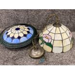 2x Coloured glass Tiffany style ceiling lights
