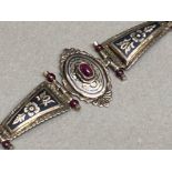 Hallmarked silver & garnet set bracelet - 12.2g gross