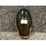 Mouth blown Murano somerso 7.5” glass teardrop vase with concave