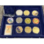 Westminster coin box containing a selection of collectors coins including silver plated & 24ct