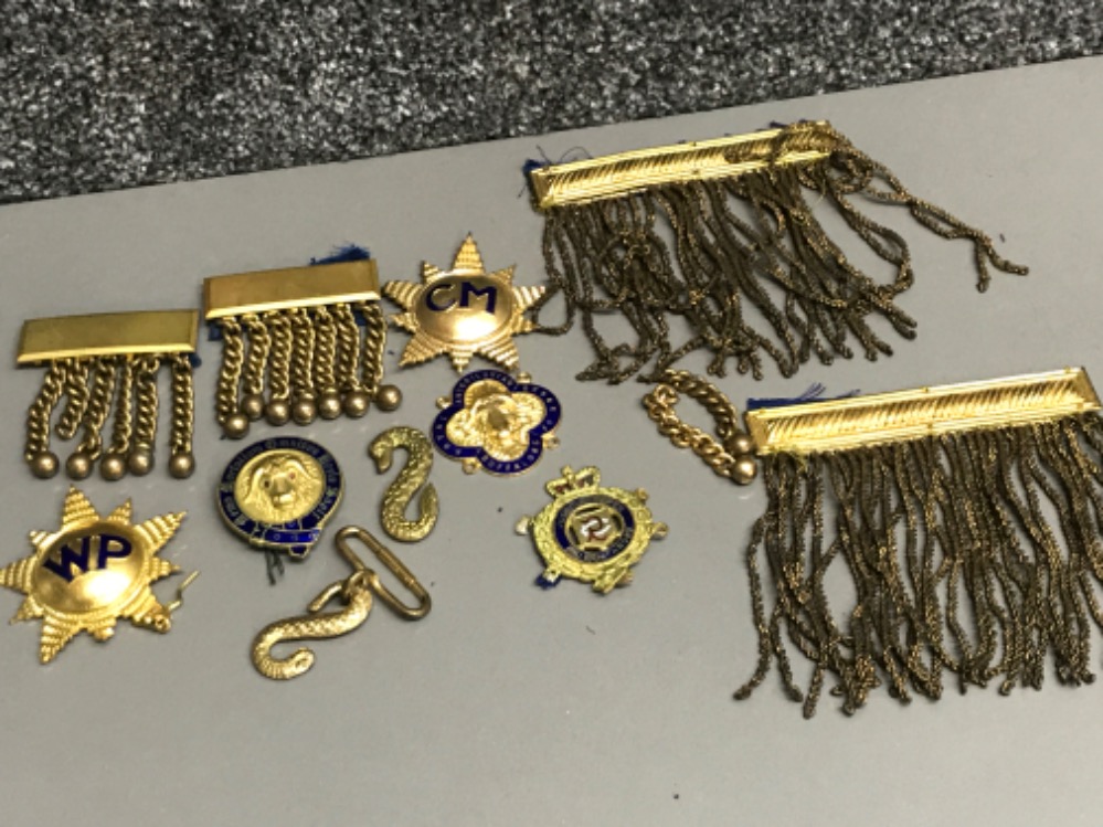 Collection of Vintage gilt Masonic Badges etc