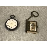 Silver hallmarked pocket watch together with a Miniature brass religious book