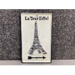Cast metal Eiffel Tower tourists wall plaque, 31x19cm