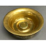 Solid brass artillery shell trench art ashtray, dated 1936, diameter 13cm