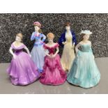 5x Coalport lady figures from the Debutantes collection includes Dawn, Kirsty, Fiona, Valentine