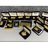 A variety of gold plated items celebrating the 50th anniversary of the United Nations (U.N)