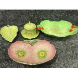 Beswick cabbage ware centre bowl together with 4 pieces of Carlton includes leaf design