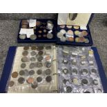 Album of old coinage mainly penny coins togetherWith 2x boxes of commemorative & farthing coins