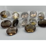 Total of 6x Smokey Quartz Round stones, 18mm & 6x 6x Smokey Quartz Oval 25x18mm (1x dam)