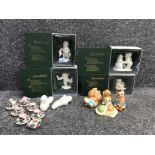 4 boxes snowbabies 2 unboxed together with 4 pendelfin figures and a children’s Part tea service