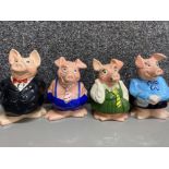 4x Wade ceramic NatWest pig money banks each complete with stopper