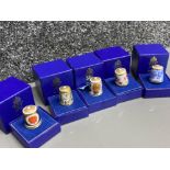 Total of 5 Royal Crown Derby thimbles all with original Boxes