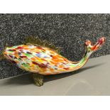 Large coloured glass Murano fish ornament, 39cm length