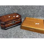 2x vintage jewellery boxes - wooden & oriental style