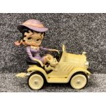 Large resin Betty Boop figurine “driving car with passenger dog”, L26xH22.5G