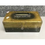 Vintage Heavy metal deed box with Key