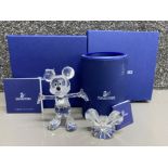 Walt Disney Swarovski Crystal glass Mickey Mouse ornament with crystal plaque & original boxes