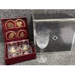 Set of 6 Edinburgh lead crystal wine glasses with original box & Swedish royal court set of 4 with