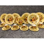 25 pieces of vintage Aynsley “Orchard gold” patterned tea China, includes cups, saucers, plates &