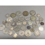 Box of mixed coins including American, Indian etc, All pre dating 1947, also includes antique