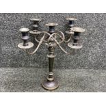 Large vintage silver plated 5 arm candelabra, height 45cm