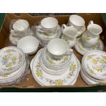 Box containing 52 pieces of Royal Grafton fine bone tea China - Heritage pattern
