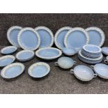 34 pieces of Wedgwood of Etruria & Barlaston Queensware, plates & twin handled bowls