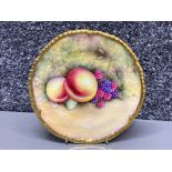 Royal Worcester hand painted fruit study plate, 15 cm diameter sign by the artist S Roberto.