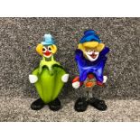 2 murano art glass clowns