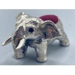 A well cast silver elephant pincushion, 19.4g gross