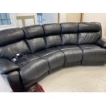 Black leather 4/5 seater settee, (Double electric recliner)