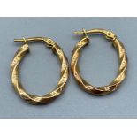 9ct gold twist hoop earrings, 1.5G