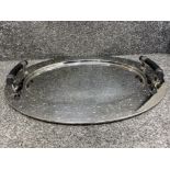 Alessi oval tray with ebonised handles designed by Michael graves 22.75inch diameter