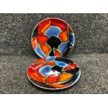 A pair of Poole pottery post modern hand painted plates