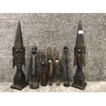 7 hand crafted wooden African figures