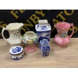 Job lot containing Maling lustre & Ringtons vase etc