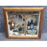 Vintage wall hanging diorama of a French kitchen (Shadow box) framed