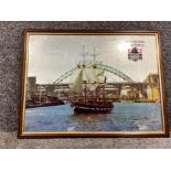 Framed “setting sail from Newcastle July 1993” pub style mirror - 65x50cm