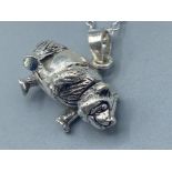 A silver articulated panda pendant necklace, 7.7g