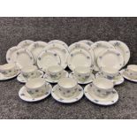 37 pieces of Royal Doulton “everyday” tea cups, saucers & plates, Blueberry patterned, issued 1994