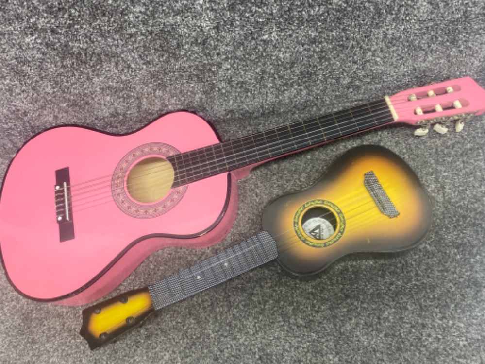 Pink acoustic guitar & “Liu Mei” banjo