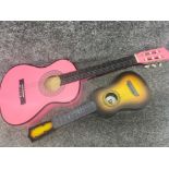 Pink acoustic guitar & “Liu Mei” banjo