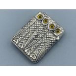 An unusual silver plated double owl Vesta case, 49.4g