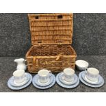 Wicker picnic basket with Valencia ridgway tea set