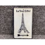 Cast metal Eiffel Tower tourists wall plaque, 31x19cm