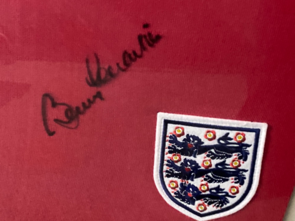 Football - England World Cup 1966 shirt signed by Bobby Charlton, 81x64cm framed - Image 2 of 2